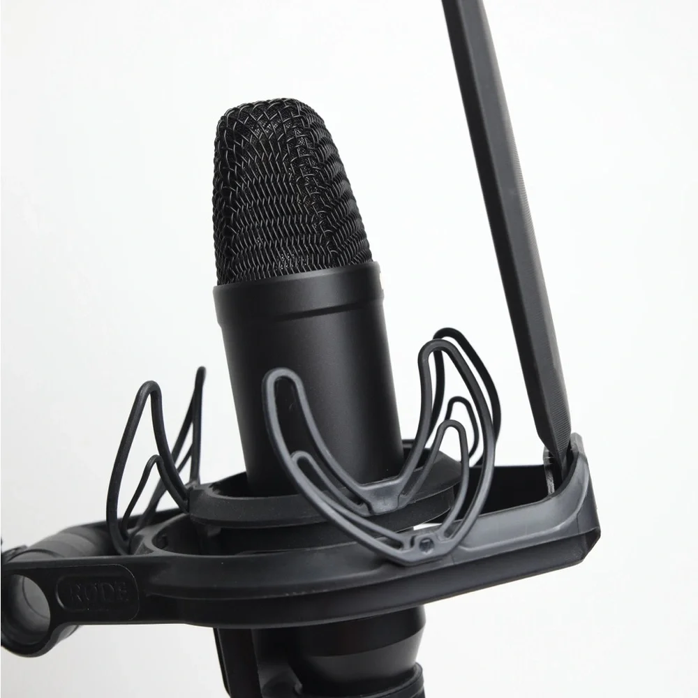 Sleek Black Microphone with Shock Mount